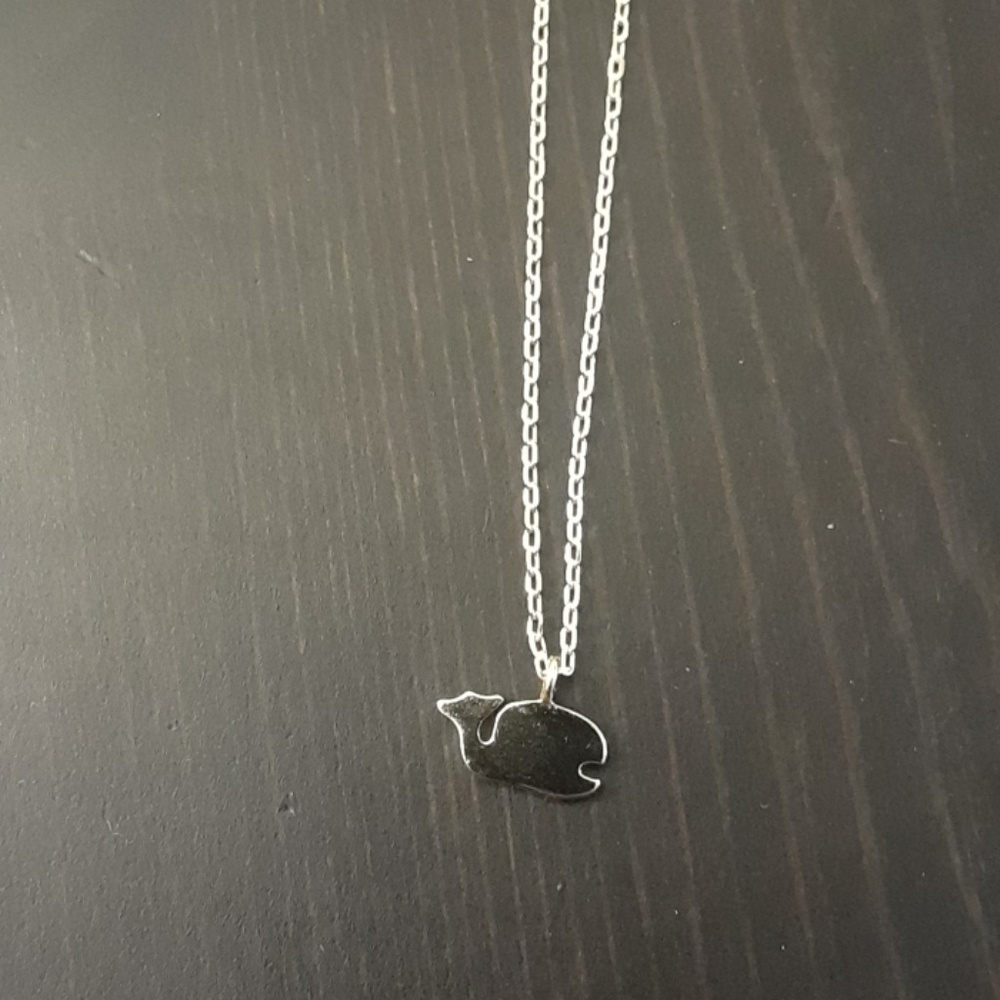 Delicate gold-plated silver whale pendant necklace